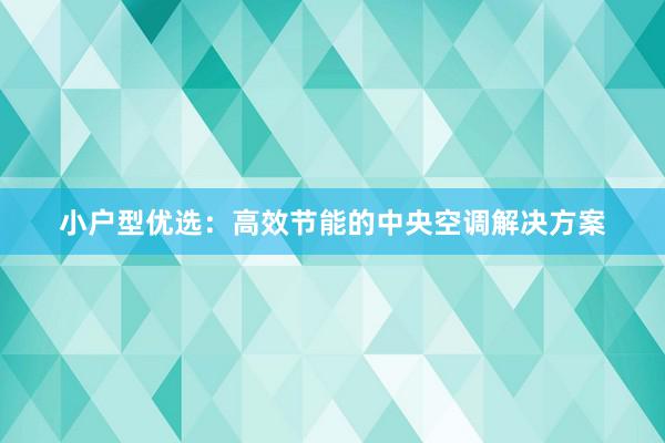 小户型优选：高效节能的中央空调解决方案